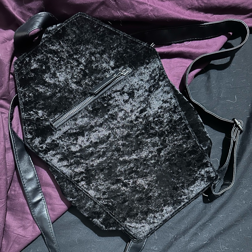 Goth coffin velour backpack